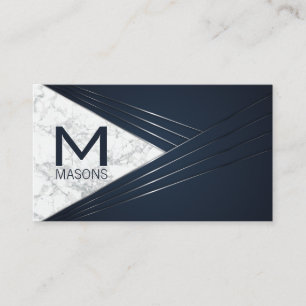 Metallic Abstract Background   White Marble Business Card