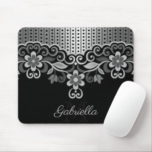 Metallic Abstract Floral Mouse Pad