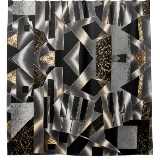 Metallic Abstract Piano Keys Shower Curtain