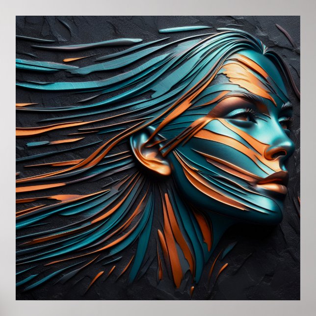 Metallic Abstract Woman's Face Art. Poster (Front)