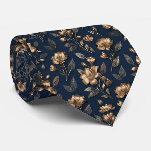 Metallic Accent Floral Pattern Tie