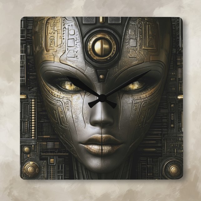 Metallic Alien Face Clock (Creator Uploaded)