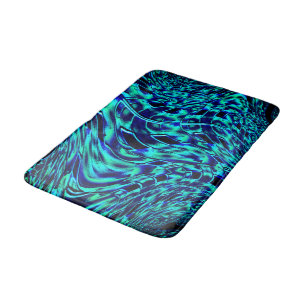 Metallic and crooked illusion, blue to green image bath mat