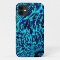 Metallic and crooked illusion, blue to green image