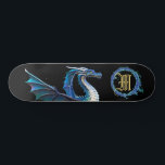 *~* Metallic AP88 Elemental Golden BLUE Dragon  Skateboard<br><div class="desc">(Search code AP88 to find similar items ) Easily Transfer to other Zazzle Products. Elemental Element DRAGON with RING of FIRE / FLAMES / FLAME and INITIAL MONOGRAM for your name - Keep or edit or delete the text. This Fierce Popular trending skateboard Chinese style custom pro Element Dragon design...</div>