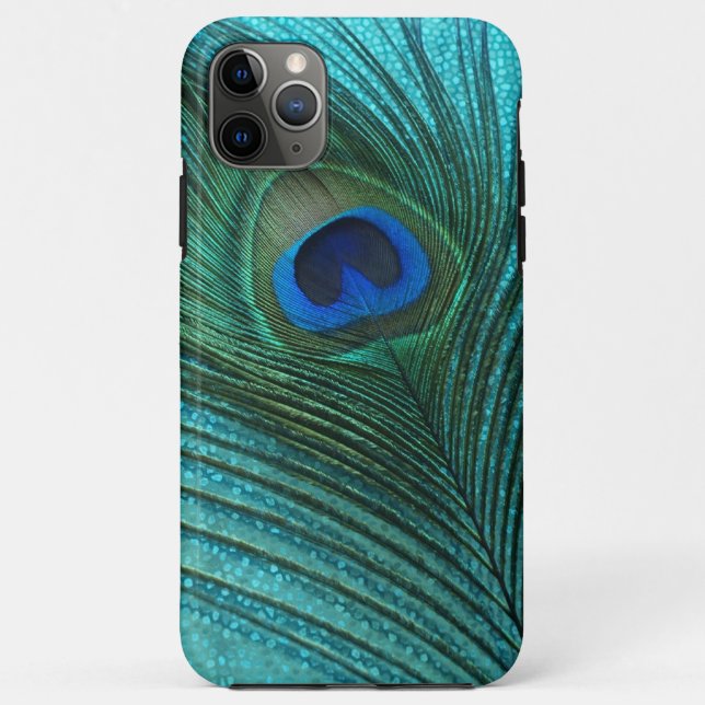 Metallic Aqua Blue Peacock Feather Case-Mate iPhone Case (Back)