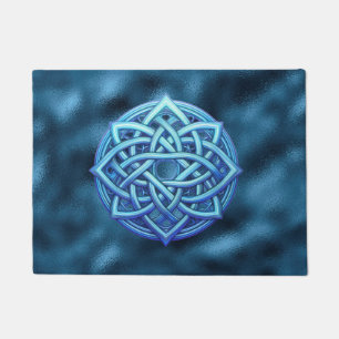 Metallic Arctic Blue Celtic Knot Dark Clouds  Doormat