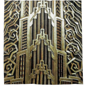 Metallic art nouveau design, vintage,elegant,chic, shower curtain