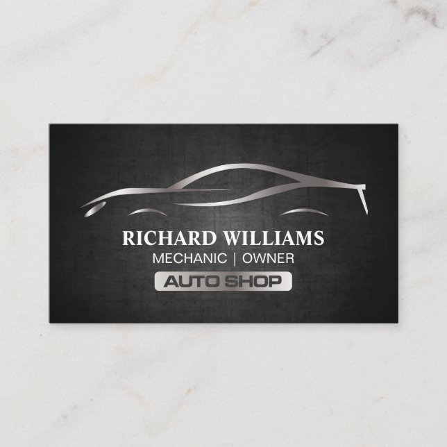 Metallic Auto Sports Car | Mechanic Engineer Business Card (Front)