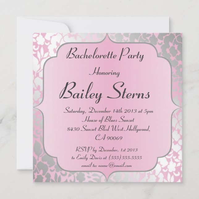 Metallic Baby Pink Bachelorette Party Invitation (Front)