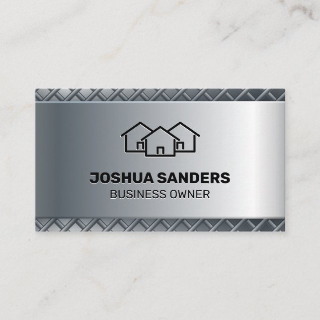 Metallic Background | Homes Icon Business Card (Front)