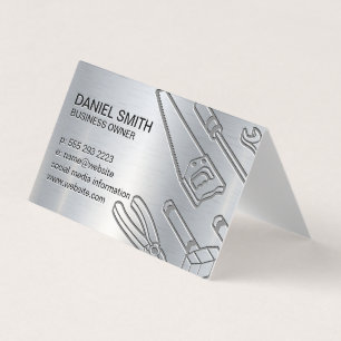 Metallic Background   Industrial Tools Business Card
