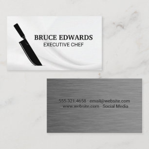 Metallic Background Knife Chef Business Card