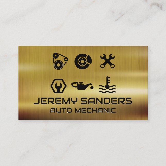 Metallic Background | Mechanic Tools Business Card (Front)