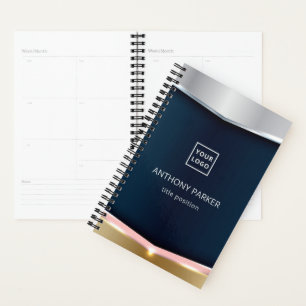 Metallic Background With Pink Stripe Planner