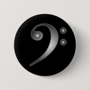Metallic Bass Clef 6 Cm Round Badge