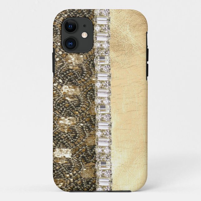 Metallic Beads Glitter & Rhinestones IPhone Case (Back)
