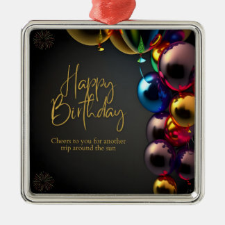 Metallic Birthday Cheers Metal Ornament
