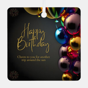 Metallic Birthday Cheers Metal Tree Decoration