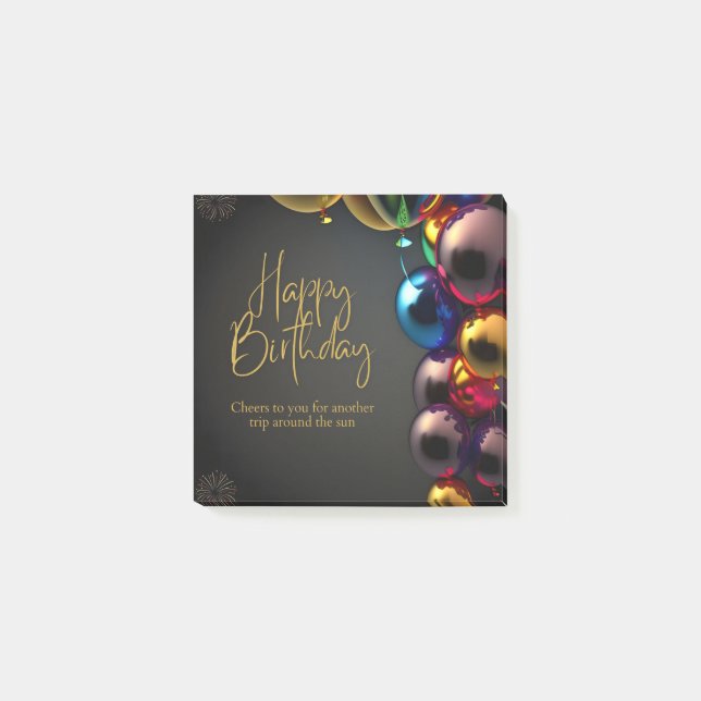 Metallic Birthday Cheers Post-it Notes (Front)