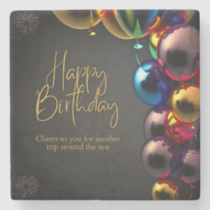 Metallic Birthday Cheers Stone Coaster