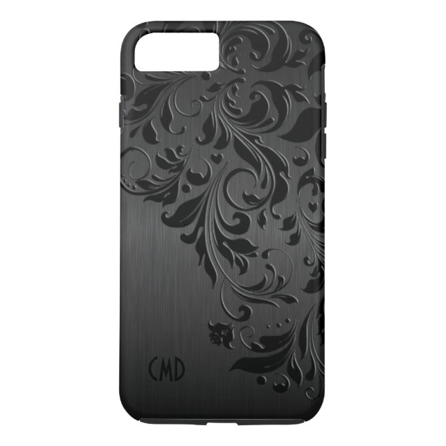 Metallic Black & Black Lace Case-Mate iPhone Case (Back)