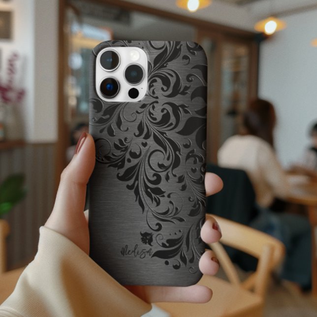 Metallic Black Brushed Aluminium & Black Lace Case-Mate iPhone Case (Creator Uploaded)