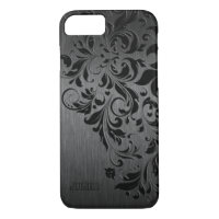 Metallic Black Brushed Aluminium & Black Lace