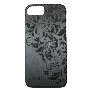 Metallic Black Brushed Aluminium & Black Lace iPhone 8/7 Case