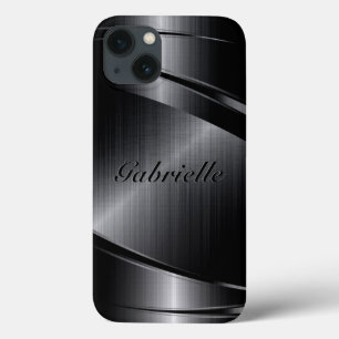 Metallic Black Design Brushed Aluminium Look iPhone 13 Case
