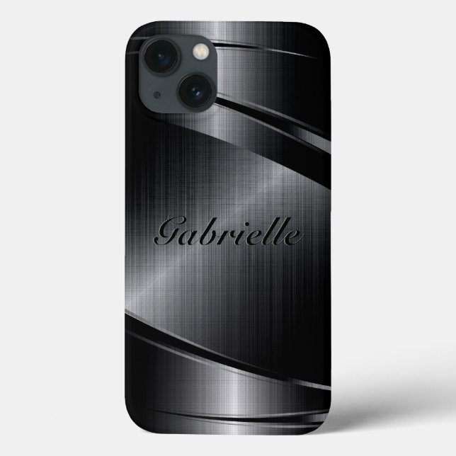 Metallic Black Design Brushed Aluminium Look Case-Mate iPhone Case (Back)