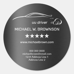 Metallic Black Gray Automobile Service Logo Classic Round Sticker