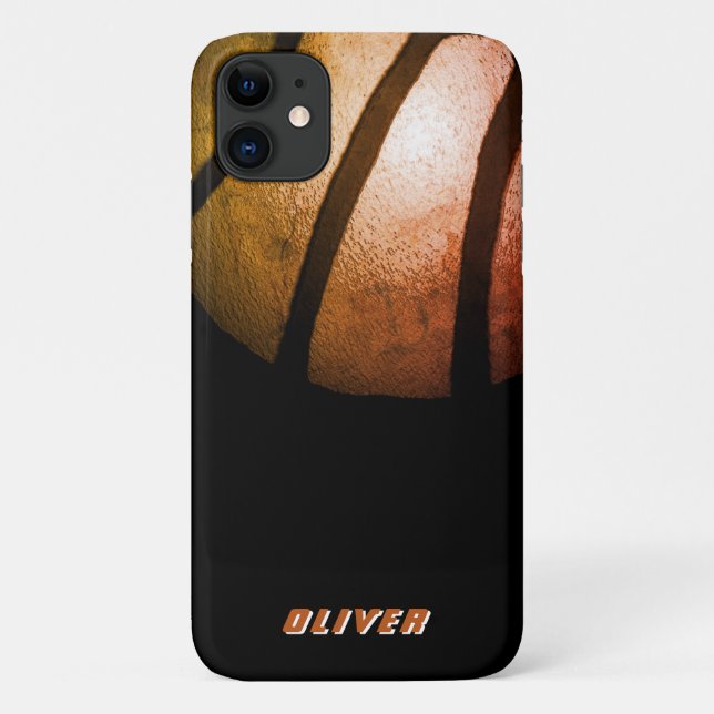 Metallic Black Orange Basketball Ball Sports Case-Mate iPhone Case (Back)