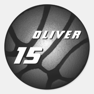 Metallic Black Silver Basketball Ball Birthday  Classic Round Sticker