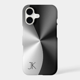 Metallic Black & Silver Geometric Design
