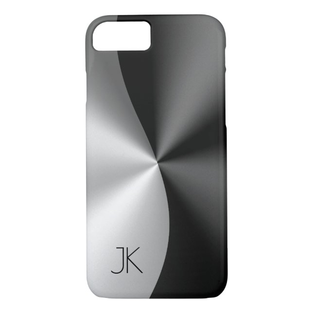 Metallic Black & Silver Geometric Design Case-Mate iPhone Case (Back)