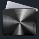 Metallic Black Slick Shiny Stainless Steel Look Laptop Sleeve<br><div class="desc">Black shiny simple elegant metallic design print,  stainless steel look,  laptop sleeve. Custom and optional monogram.</div>