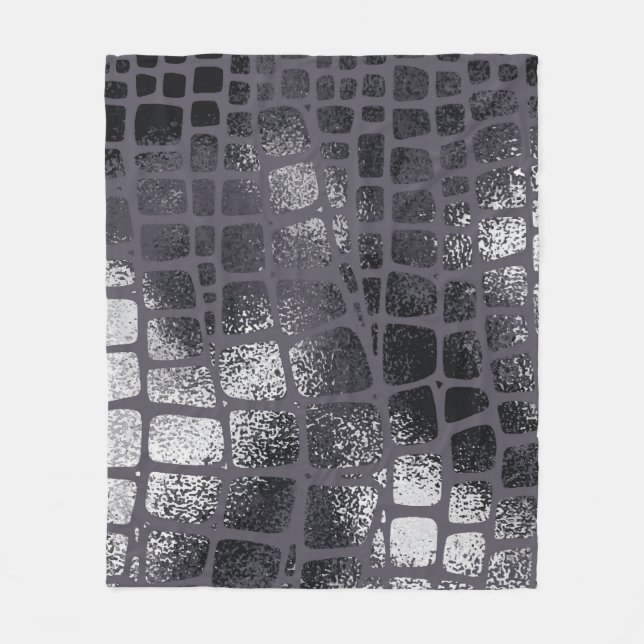 Metallic Black Snake Skin: Elegant Texture Fleece Blanket (Front)