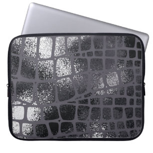 Metallic Black Snake Skin: Elegant Texture Laptop Sleeve