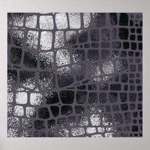 Metallic Black Snake Skin: Elegant Texture Poster