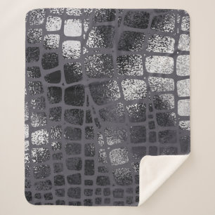 Metallic Black Snake Skin: Elegant Texture Sherpa Blanket