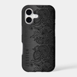 Metallic Black With Black Paisley Lace