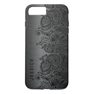 Metallic Black With Black Paisley Lace iPhone 8 Plus/7 Plus Case