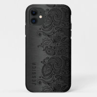 Metallic Black With Black Paisley Lace