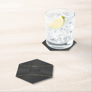 Metallic black with gold accent paper coaster