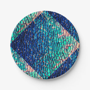 Metallic Blue and Green Party Supplies Paper Plate