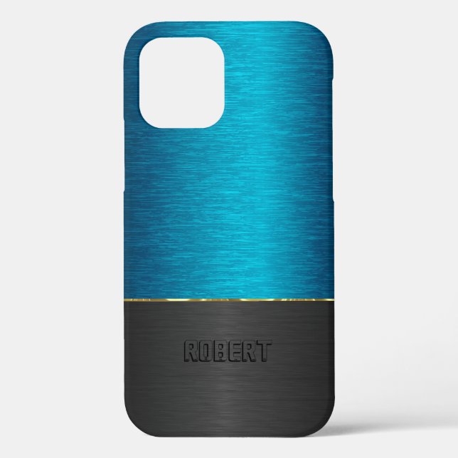 Metallic blue & black combo with gold accent Case- Case-Mate iPhone Case (Back)