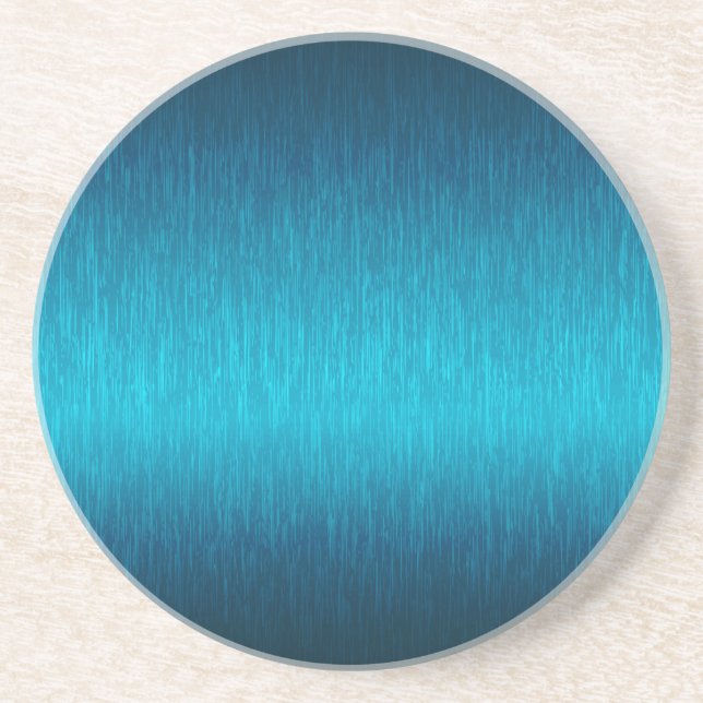 Metallic Blue Brushed Aluminium Look Coaster (Front)