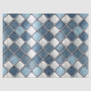 Metallic Blue Diamond - Geometric Industrial Tissue Paper
