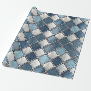Metallic Blue Diamond - Geometric Industrial Wrapping Paper